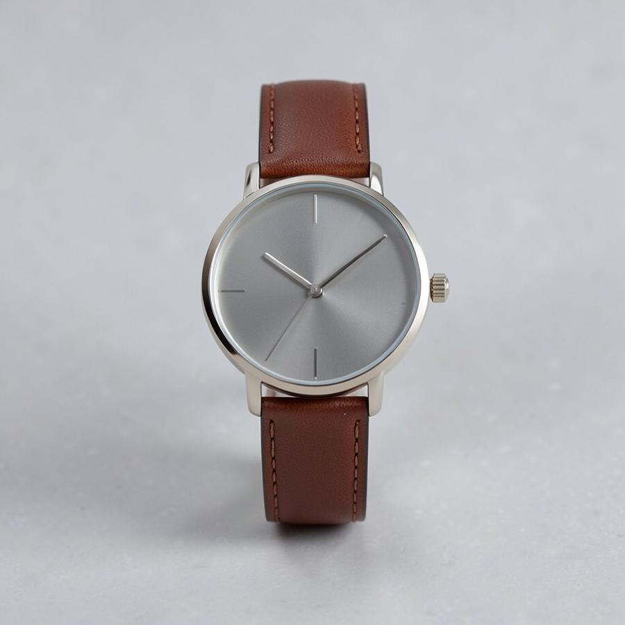 Minimalist Leather-Strap Quartz Watch